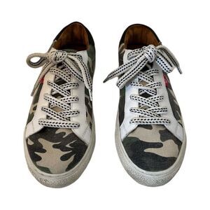 Veronica Beard Sami Camo Canvas Lace-Up Sneaker